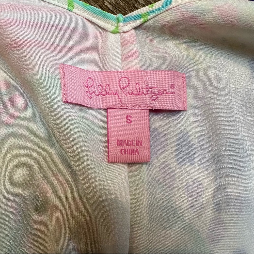 Lilly Pulitzer Sleeveless Swing Dress Pink Blue Green Tropical Print Resort S - Picture 5 of 10
